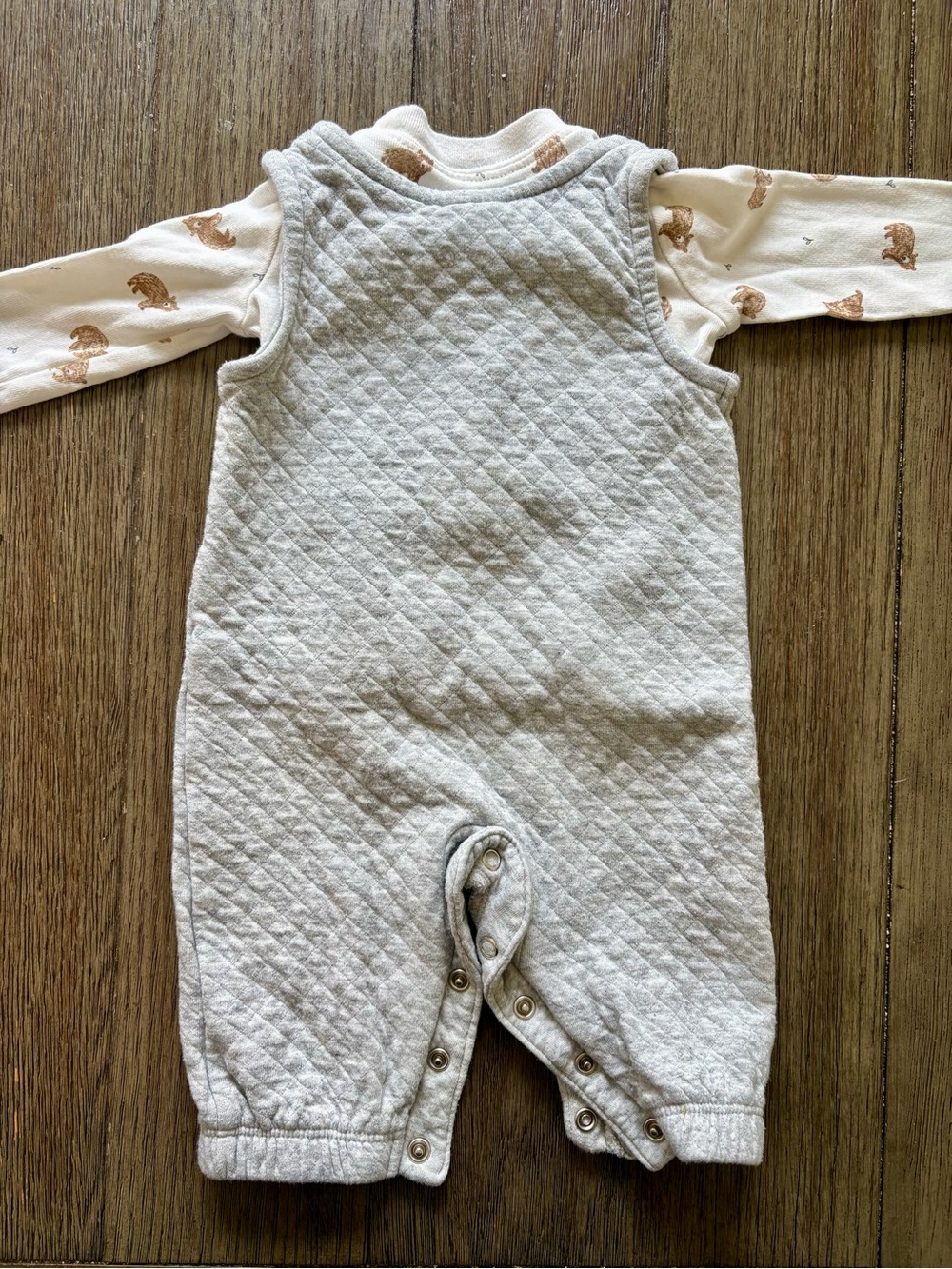 Just One You Little Bear Romper Set- Grey and Brown Outfits- 3m - Picture 8 of 9
